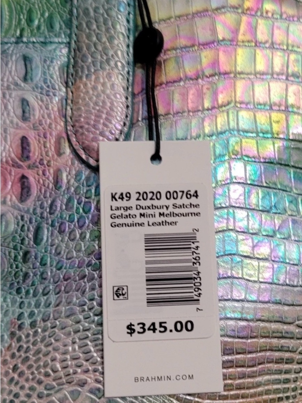 Brahmin Large Duxbury Gelato Iridescent Multicolor Croc-Embossed Satchel Bag - Picture 2 of 16
